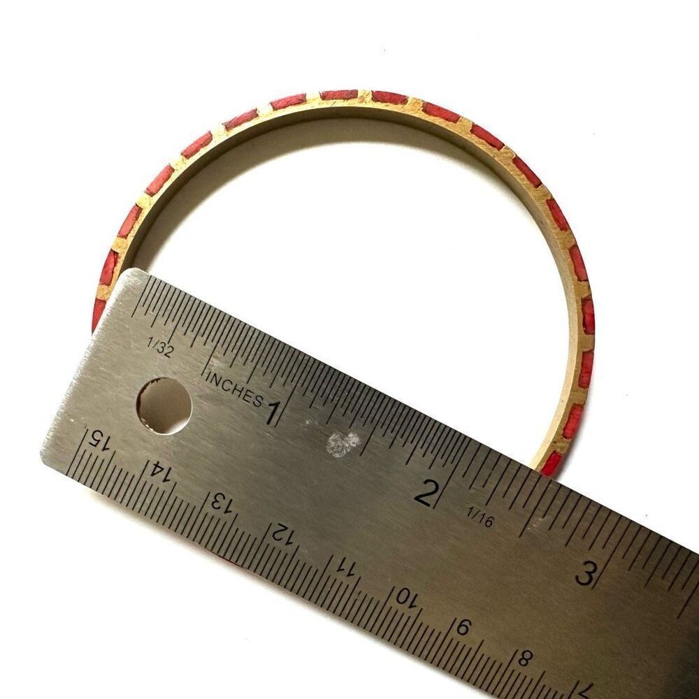 Red and gold tone vintage bangle bracelet - Picture 5 of 7